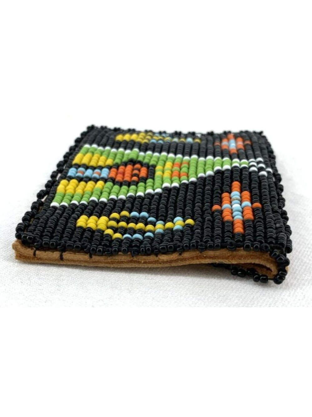 Native American Coin Purse Hand Beaded Leather Pouch Tipi 2.5" x 3" - Picture 6 of 8